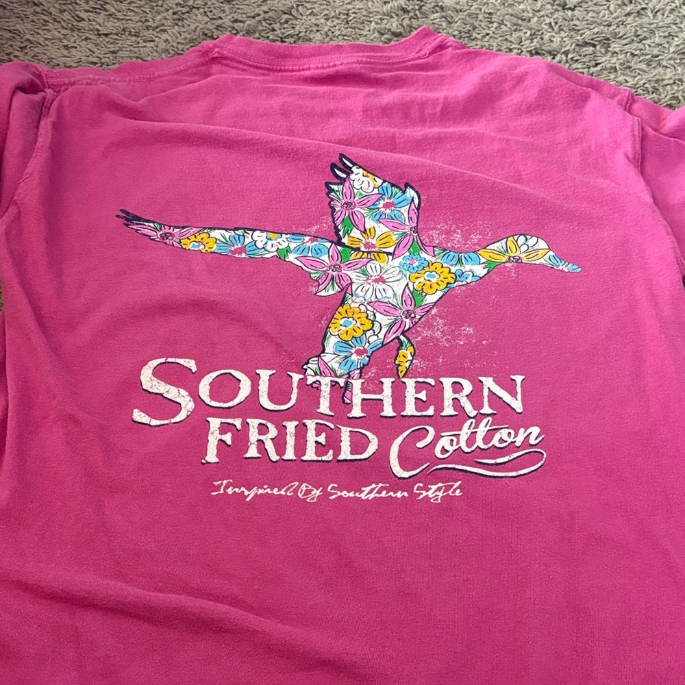 Southern Fried Cotton Floral Duck Pink Tee